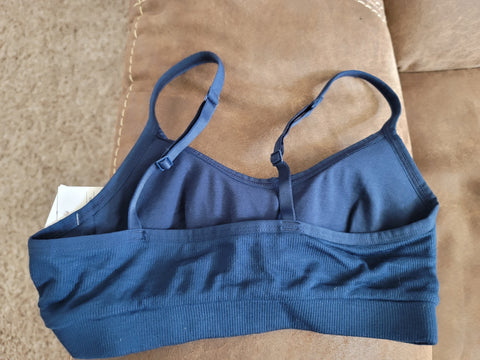 Image of Auden Lightly Lined Ribbed Bralette Smart Blue XS