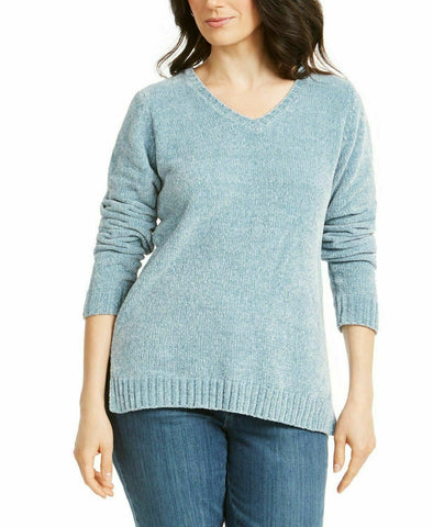 Image of Karen Scott Women's Chenille Pullover Shirt V-Neck Sweater Top Plus